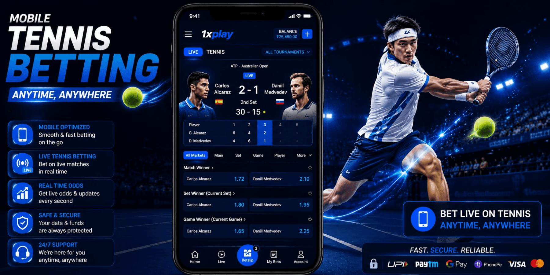 Mobile Tennis Betting at 1xPlay