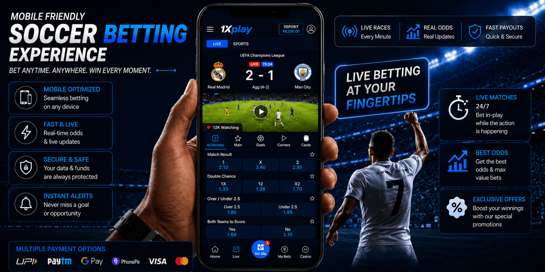 Mobile Soccer Betting at 1xPlay